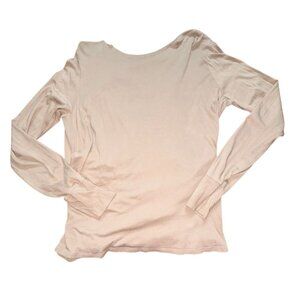 Mona B Womens Round Neck Shirt W/ Back Cut Out-Beige-M-GUC